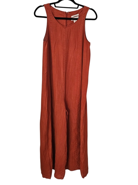 Rachel Zoe Pants - Sleeveless Linen Wide-Leg Jumpsuit in Terracota Red